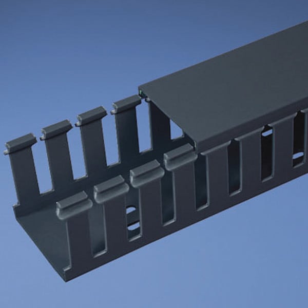 Base Wiring Duct, Type G, Wide Slot, Black, 1.5" x 2" x 1' (6-Pack)